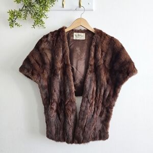 🤎 Vintage Mink Stole Capelet Brown New Williams Birmingham Old Hollywood